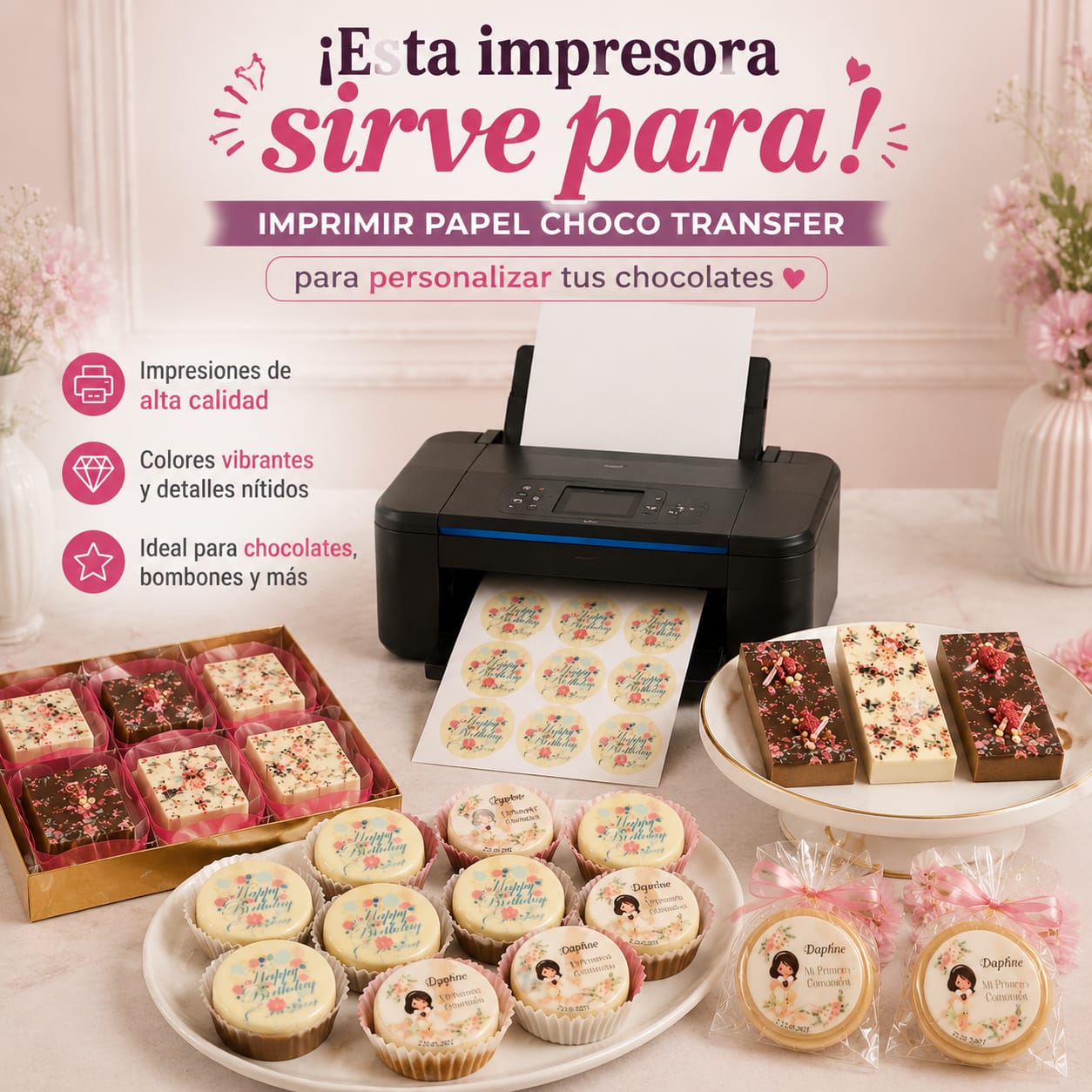 Chocolates personalizados con impresiones comestibles