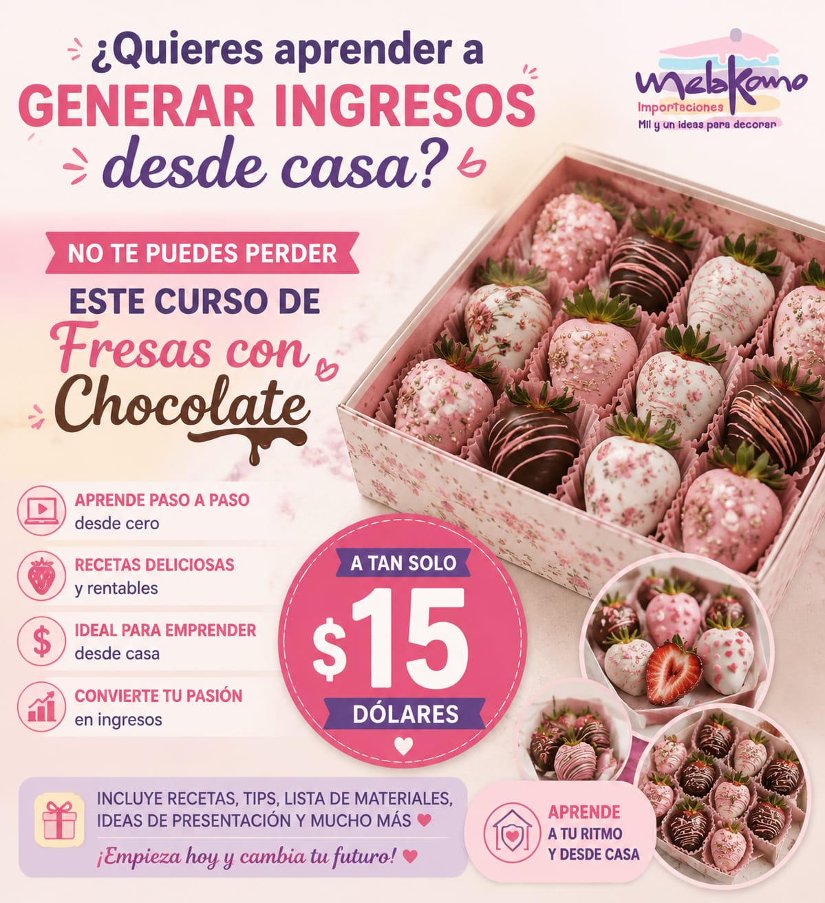 Curso de fresas con chocolate desde cero