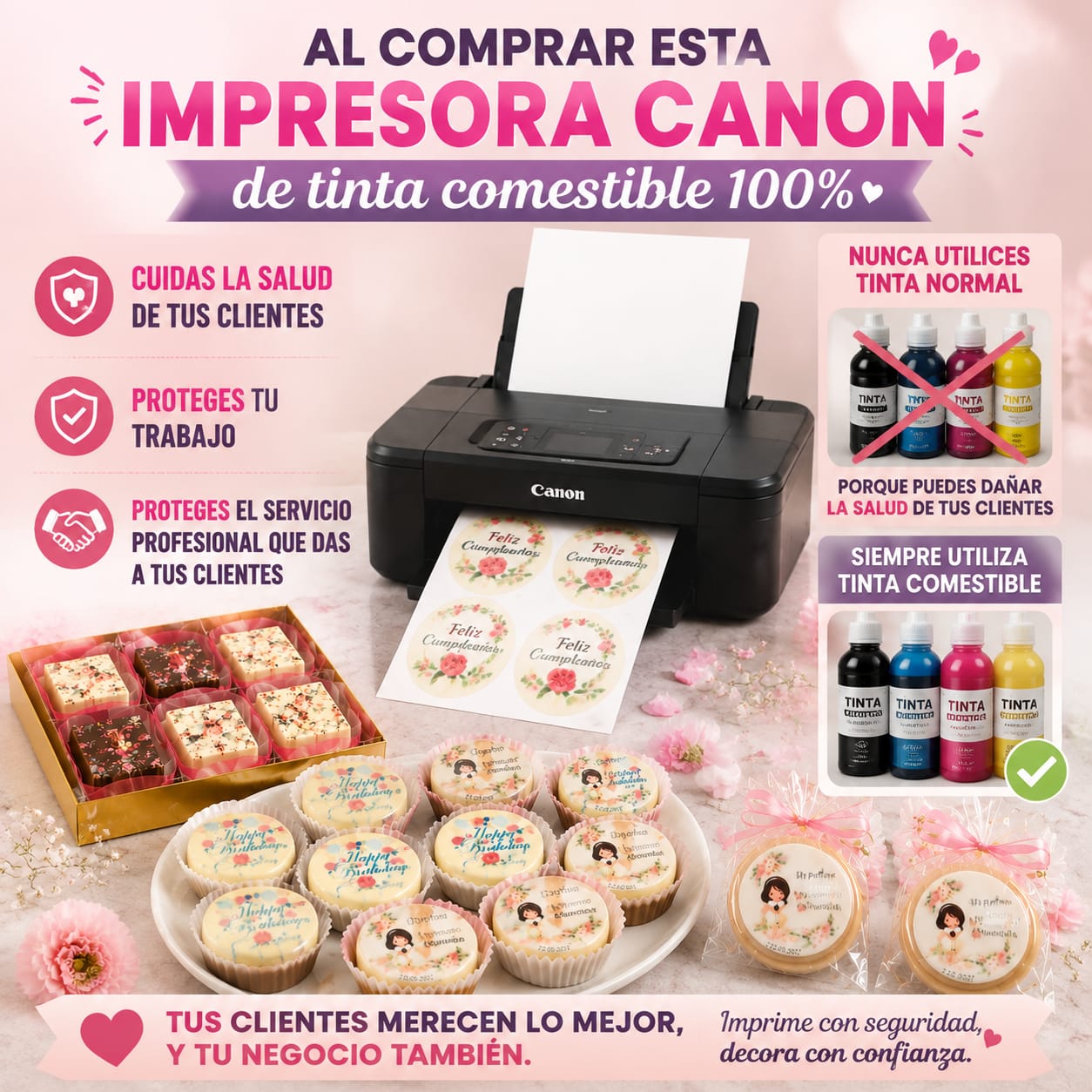 Recomendación de utilizar exclusivamente tinta comestible