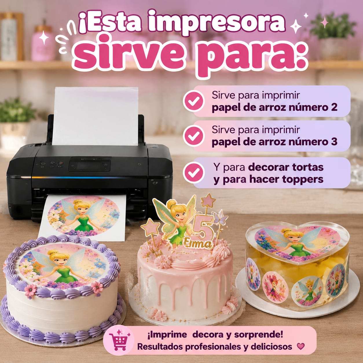 Impresora Canon adaptada para papel de arroz, tortas y toppers